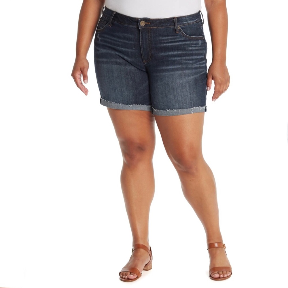 Kut From The Kloth Katy Boyfriend Roll Up Hem Denim Cut Off Shorts Size 22W